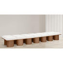 Meridian Pavilion Cream Boucle Fabric Bench IMAGE 2