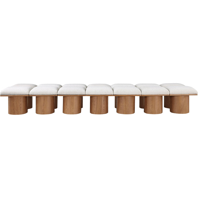 Meridian Pavilion Cream Boucle Fabric Bench IMAGE 3