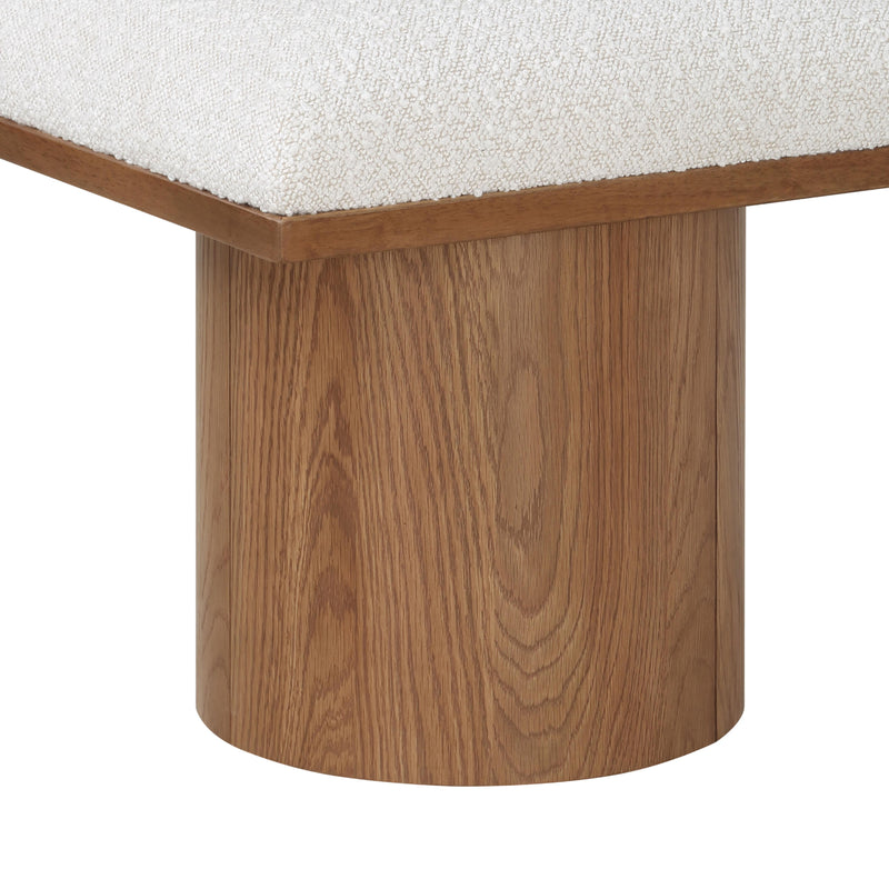 Meridian Pavilion Cream Boucle Fabric Bench IMAGE 5