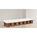 Meridian Pavilion Cream Boucle Fabric Bench IMAGE 2