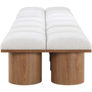 Meridian Pavilion Cream Boucle Fabric Bench IMAGE 4