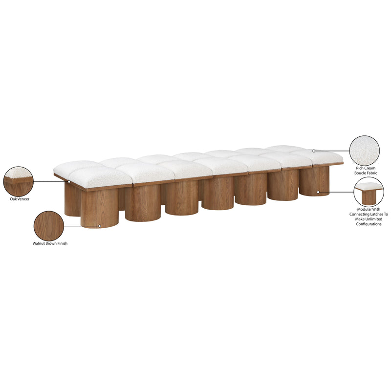 Meridian Pavilion Cream Boucle Fabric Bench IMAGE 8