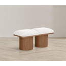 Meridian Pavilion Cream Boucle Fabric Bench IMAGE 2