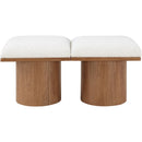 Meridian Pavilion Cream Boucle Fabric Bench IMAGE 3