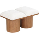 Meridian Pavilion Cream Boucle Fabric Bench IMAGE 5
