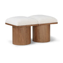 Meridian Pavilion Cream Boucle Fabric Bench IMAGE 1