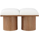 Meridian Pavilion Cream Boucle Fabric Bench IMAGE 3