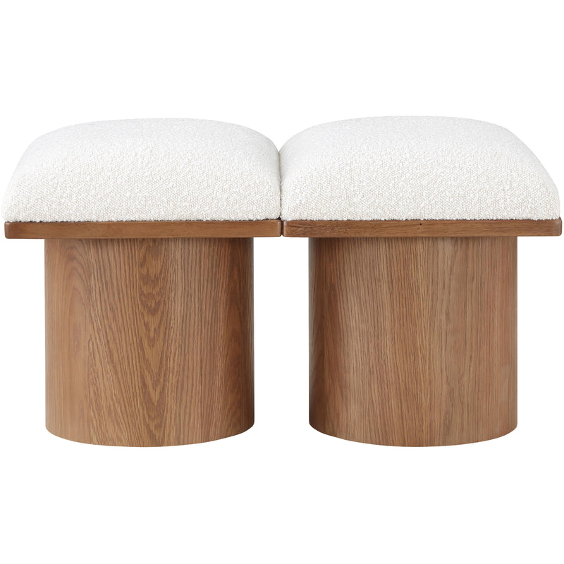 Meridian Pavilion Cream Boucle Fabric Bench IMAGE 3