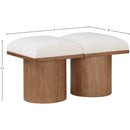Meridian Pavilion Cream Boucle Fabric Bench IMAGE 6