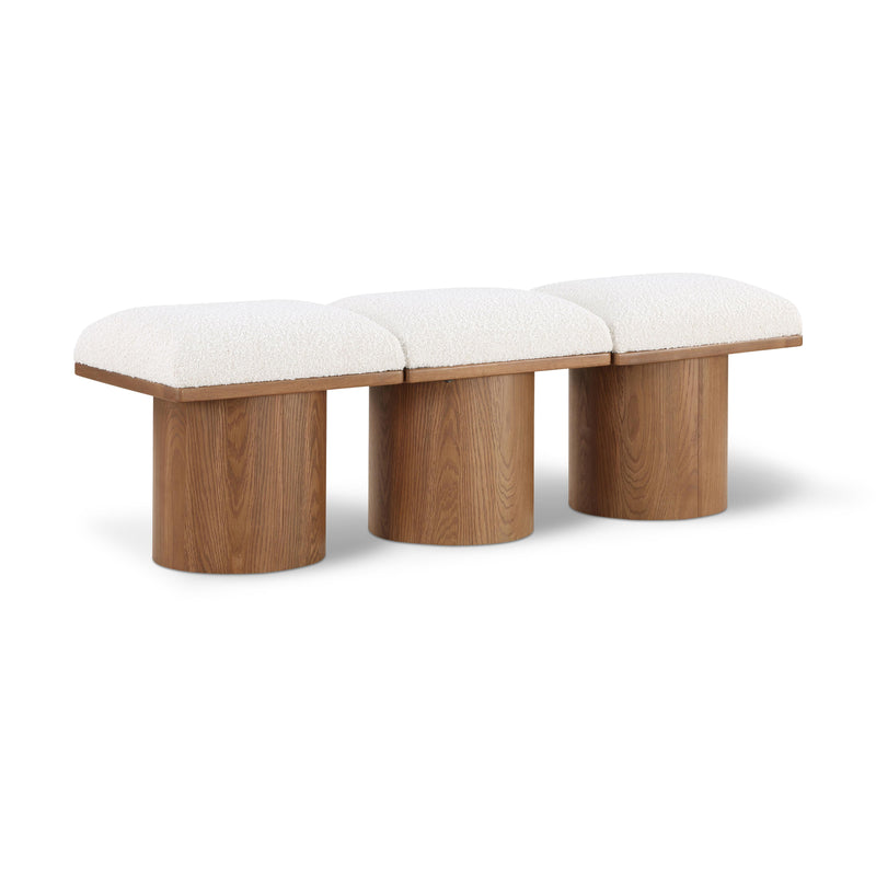 Meridian Pavilion Cream Boucle Fabric Bench IMAGE 1