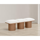 Meridian Pavilion Cream Boucle Fabric Bench IMAGE 2