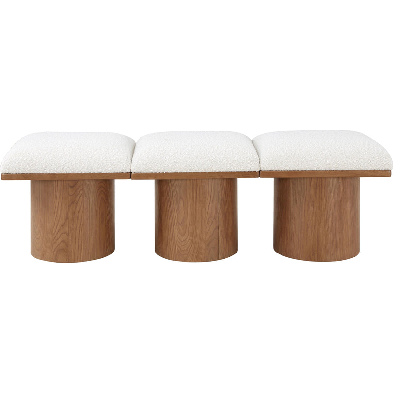 Meridian Pavilion Cream Boucle Fabric Bench IMAGE 3