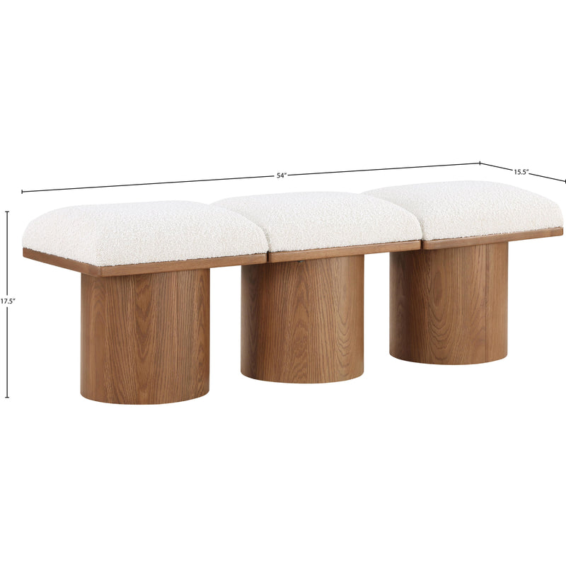 Meridian Pavilion Cream Boucle Fabric Bench IMAGE 7