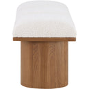 Meridian Pavilion Cream Boucle Fabric Bench IMAGE 4
