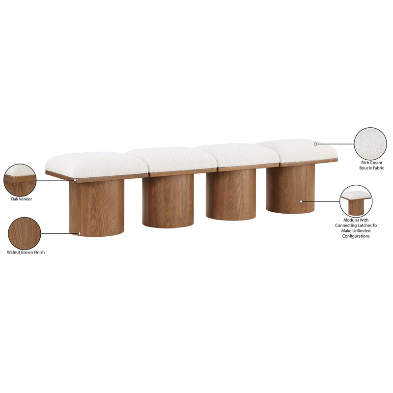 Meridian Pavilion Cream Boucle Fabric Bench IMAGE 8