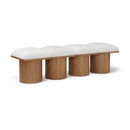 Meridian Pavilion Cream Boucle Fabric Bench IMAGE 1