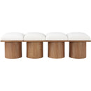 Meridian Pavilion Cream Boucle Fabric Bench IMAGE 3