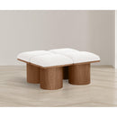 Meridian Pavilion Cream Boucle Fabric Bench IMAGE 2