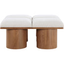 Meridian Pavilion Cream Boucle Fabric Bench IMAGE 3