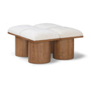 Meridian Pavilion Cream Boucle Fabric Bench IMAGE 1