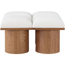 Meridian Pavilion Cream Boucle Fabric Bench IMAGE 3