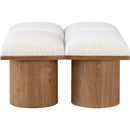 Meridian Pavilion Cream Boucle Fabric Bench IMAGE 4