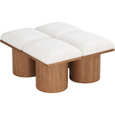 Meridian Pavilion Cream Boucle Fabric Bench IMAGE 5