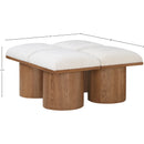 Meridian Pavilion Cream Boucle Fabric Bench IMAGE 7