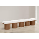 Meridian Pavilion Cream Boucle Fabric Bench IMAGE 2