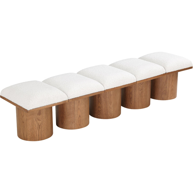 Meridian Pavilion Cream Boucle Fabric Bench IMAGE 5