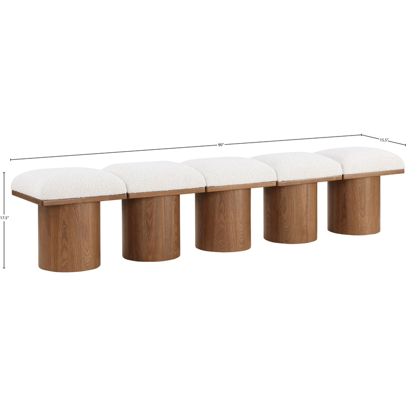 Meridian Pavilion Cream Boucle Fabric Bench IMAGE 7