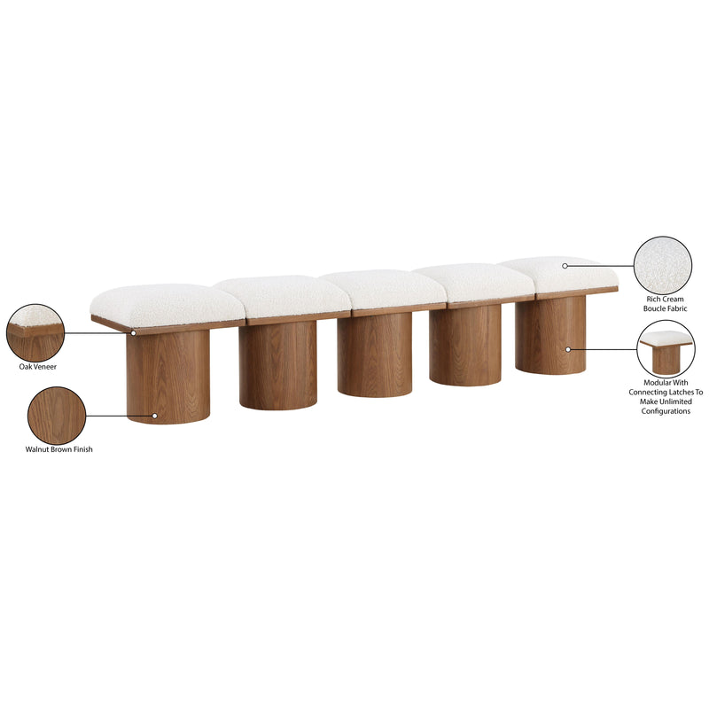 Meridian Pavilion Cream Boucle Fabric Bench IMAGE 8