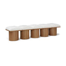 Meridian Pavilion Cream Boucle Fabric Bench IMAGE 1
