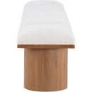Meridian Pavilion Cream Boucle Fabric Bench IMAGE 4