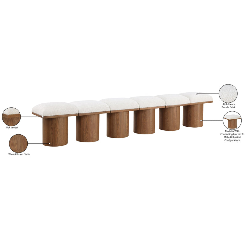 Meridian Pavilion Cream Boucle Fabric Bench IMAGE 8