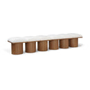 Meridian Pavilion Cream Boucle Fabric Bench IMAGE 1