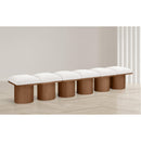 Meridian Pavilion Cream Boucle Fabric Bench IMAGE 2