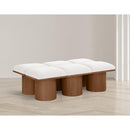 Meridian Pavilion Cream Boucle Fabric Bench IMAGE 2