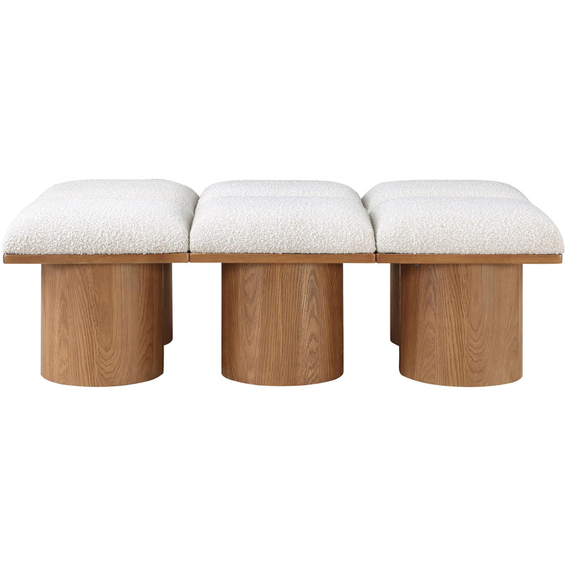 Meridian Pavilion Cream Boucle Fabric Bench IMAGE 3
