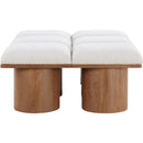 Meridian Pavilion Cream Boucle Fabric Bench IMAGE 4