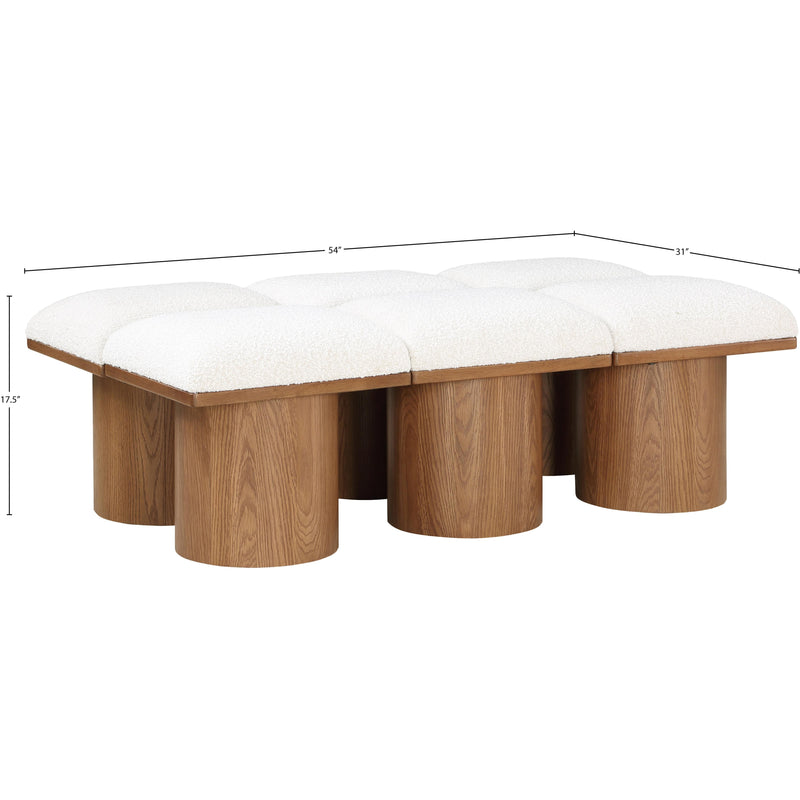 Meridian Pavilion Cream Boucle Fabric Bench IMAGE 5
