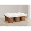 Meridian Pavilion Cream Boucle Fabric Bench IMAGE 2