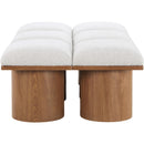 Meridian Pavilion Cream Boucle Fabric Bench IMAGE 4