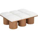 Meridian Pavilion Cream Boucle Fabric Bench IMAGE 5