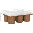 Meridian Pavilion Cream Boucle Fabric Bench IMAGE 6