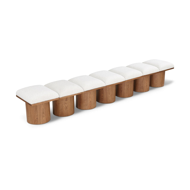 Meridian Pavilion Cream Boucle Fabric Bench IMAGE 1