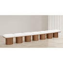 Meridian Pavilion Cream Boucle Fabric Bench IMAGE 2