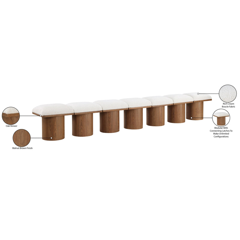 Meridian Pavilion Cream Boucle Fabric Bench IMAGE 8