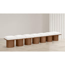 Meridian Pavilion Cream Boucle Fabric Bench IMAGE 2