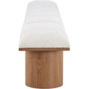 Meridian Pavilion Cream Boucle Fabric Bench IMAGE 4